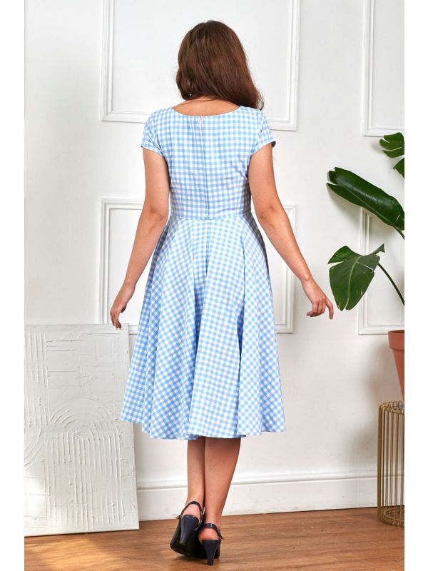 Banned Retro 50s Lola Gingham Swing Dress-Blue