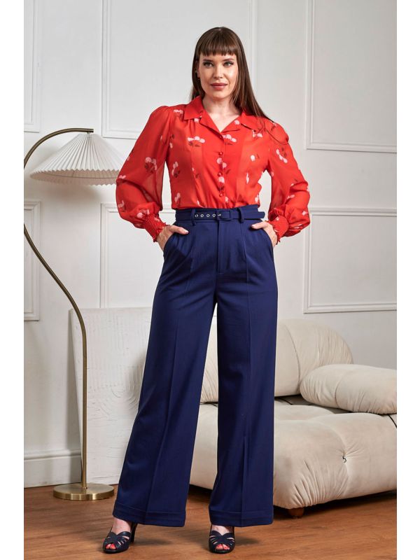 Banned Retro Joanna 40s High Waist Trousers-Navy