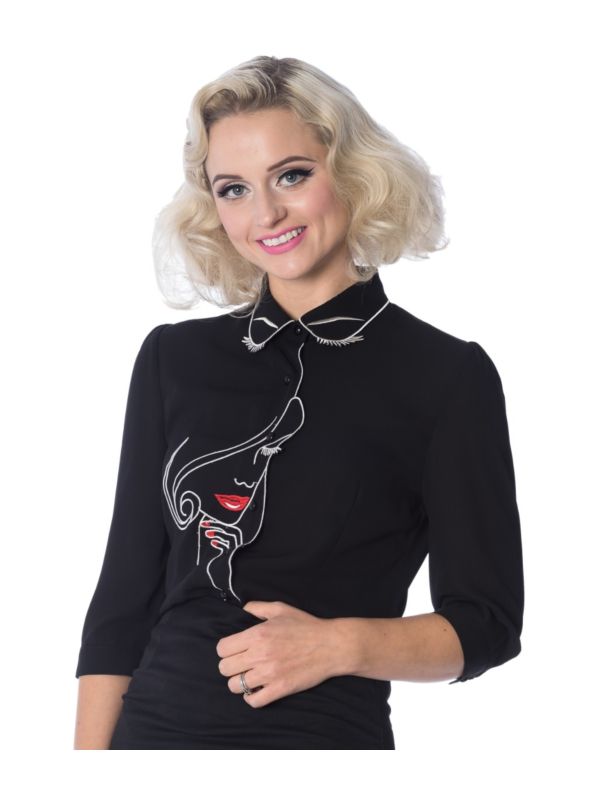 Banned Retro Model Face Thelma Blouse Black
