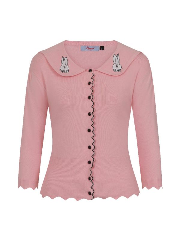 Banned Retro 1950's Bunny Hop Knit Ava Cardigan Blush Pink