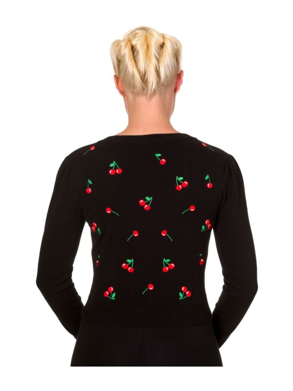 Banned Retro 1950's Drive Me Crazy Cherry Rockabilly Gina Vintage Cardigan Black