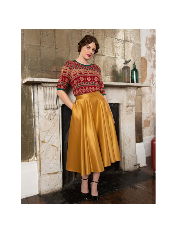 Banned Retro 1950's Christmas Pud Jacquard Vintage Ruby Jumper Brown