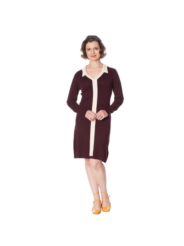 CONTRAST COLLAR JUMPER DRESS