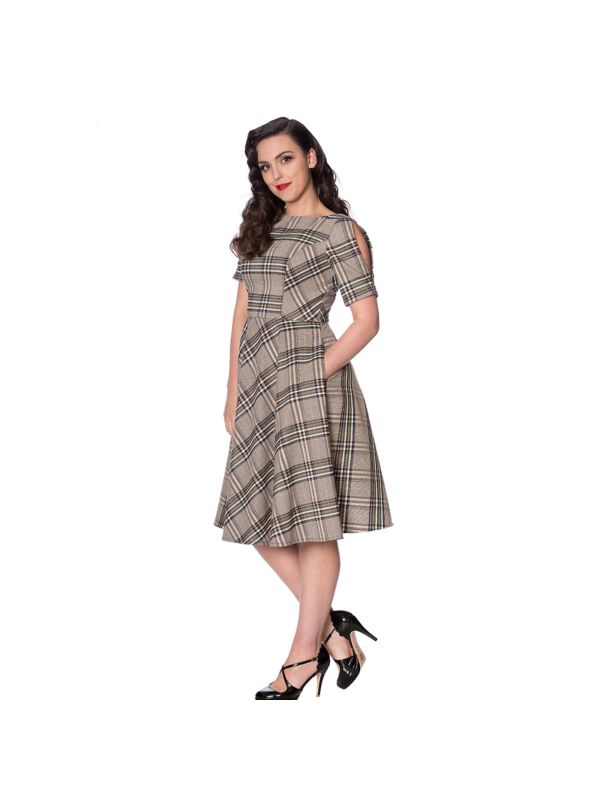CUTIE CHECK FIT AND FLARE DRESS
