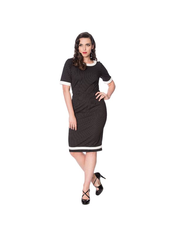 POWER WOMAN PENCIL PINSTRIPE DRESS