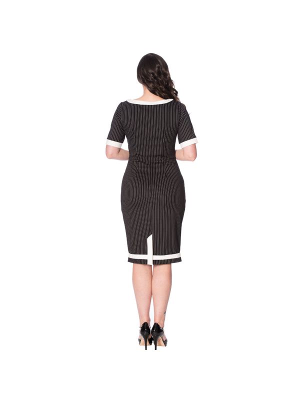 POWER WOMAN PENCIL PINSTRIPE DRESS