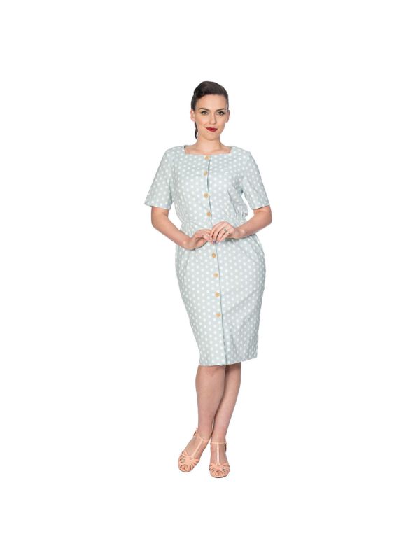 POLKA BUTTON UP DRESS