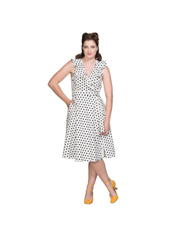 POLKA WRAP FIT & FLARE DRESS
