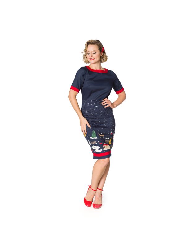 CHRISTMAS TOWN PENCIL DRESS