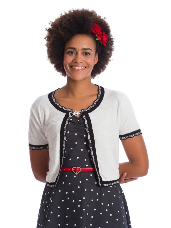 Banned Retro 1940's Sasha Scallop Knit Bolero White