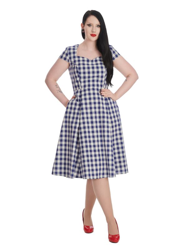 ROW BOAT DATE CHECK SWING DRESS