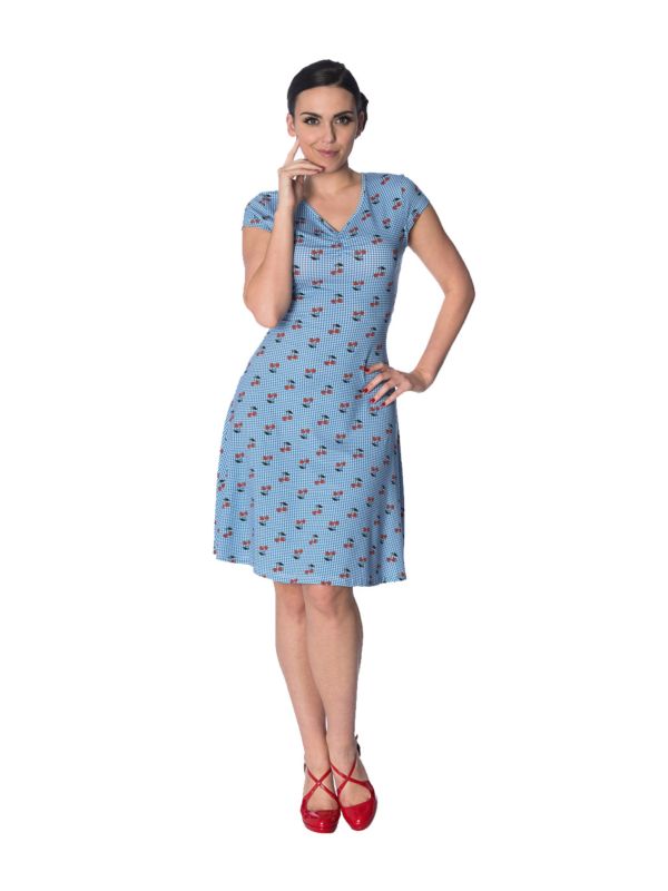 CHERRY LOVE CAP SLEEVE DRESS