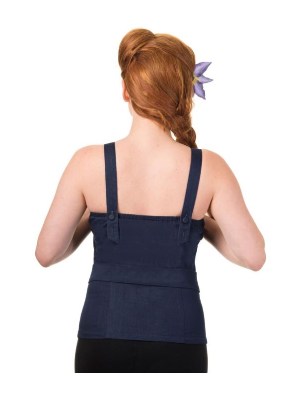 Banned Retro 1950's Blueberry Hill Multiway Denim Strappy Top Blue