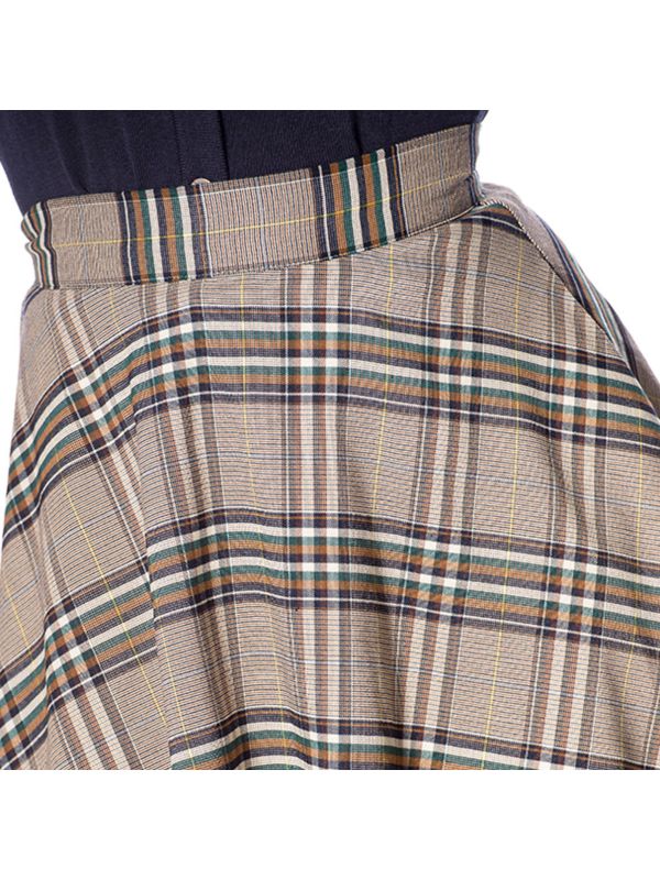 LADY OLIVE CHECK SKIRT