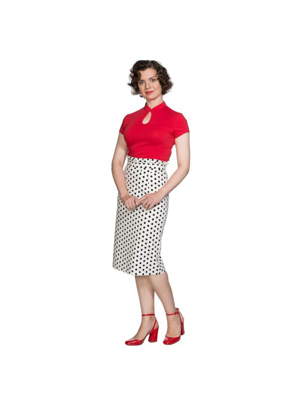 POLKA FRILL PENCIL SKIRT