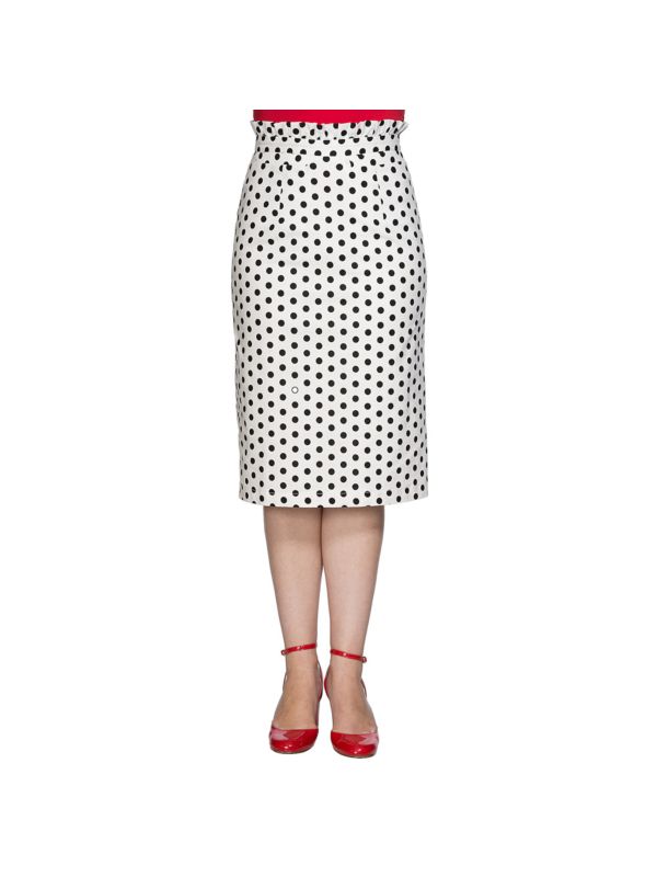 POLKA FRILL PENCIL SKIRT