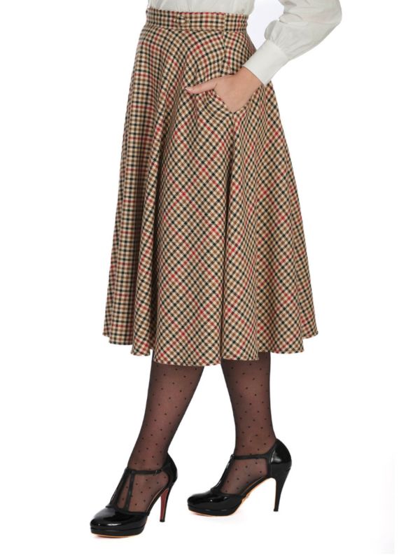 HILDA CHECK SWING SKIRT