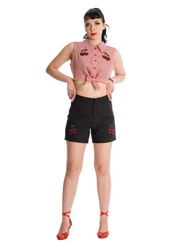 Banned Retro Cherry Up Tie Crop Top Red