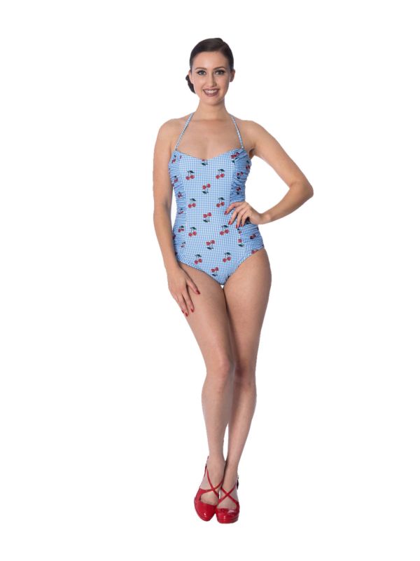 CHERRY LOVE HALTERNECK SWIMSUIT