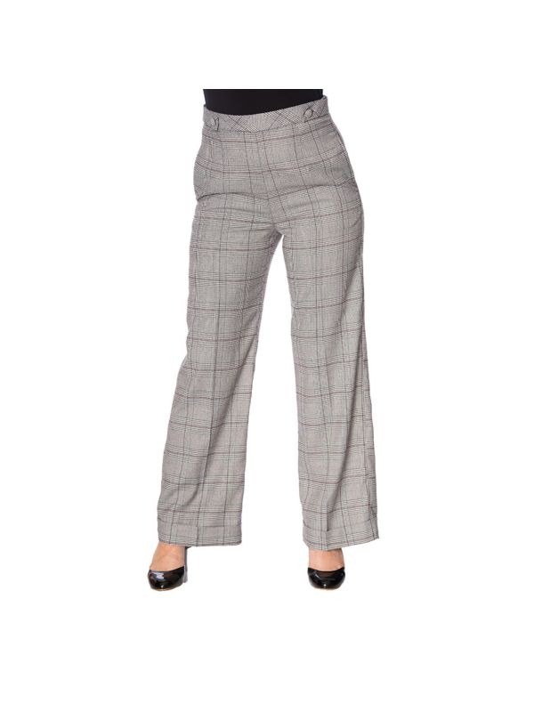 THE CLASSY 40s CHECK FLARE TROUSER