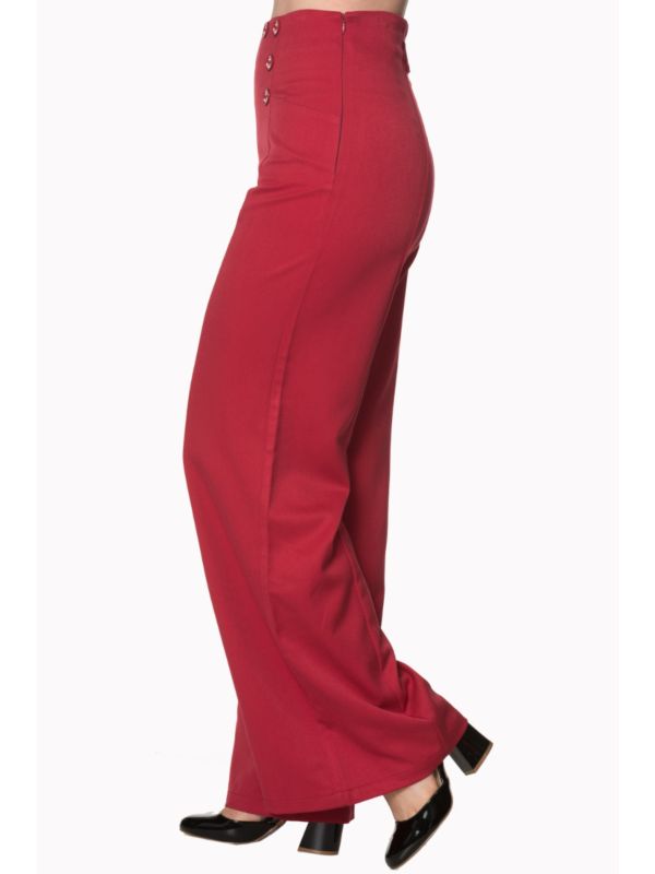 STAY AWHILE ANCHOR NAUTICAL WIDE LEG TROUSERS
