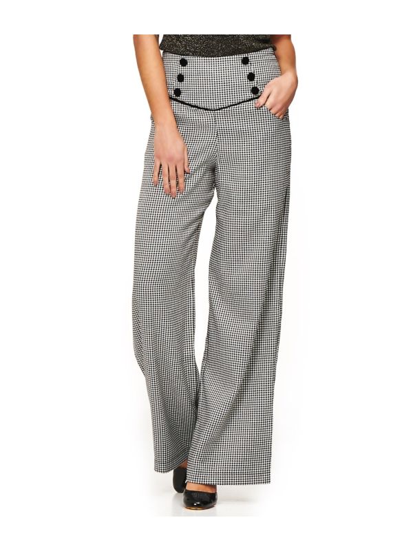 Banned Retro 1950's Swept Her Off Her Feet Houndstooth Vintage Elizabeth Wide Leg Trouser Black