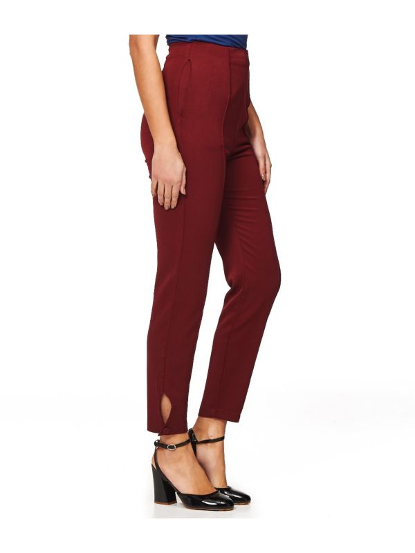 Banned Retro 1950's Tempting Fate High Waist Vintage Slim Leg Trouser Burgundy