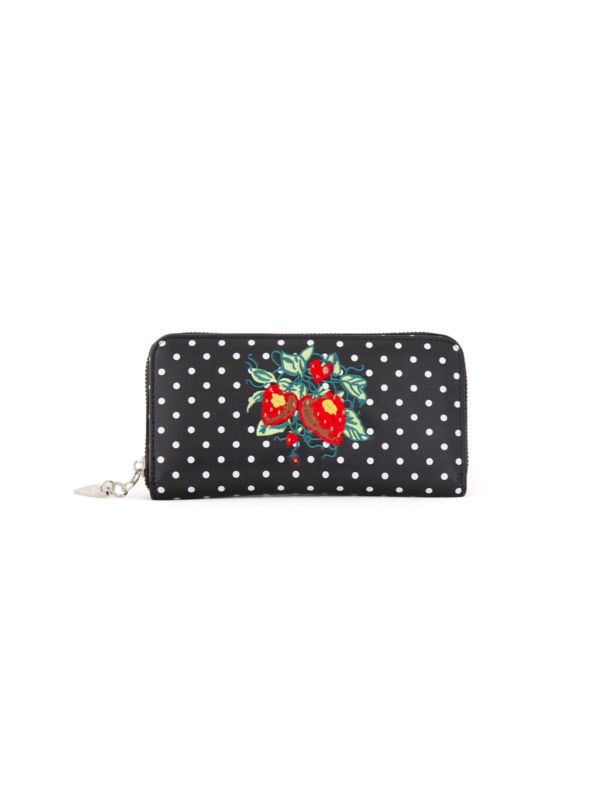 Banned Retro 1950's Strawberry Fragola Polka Dot Black Purse