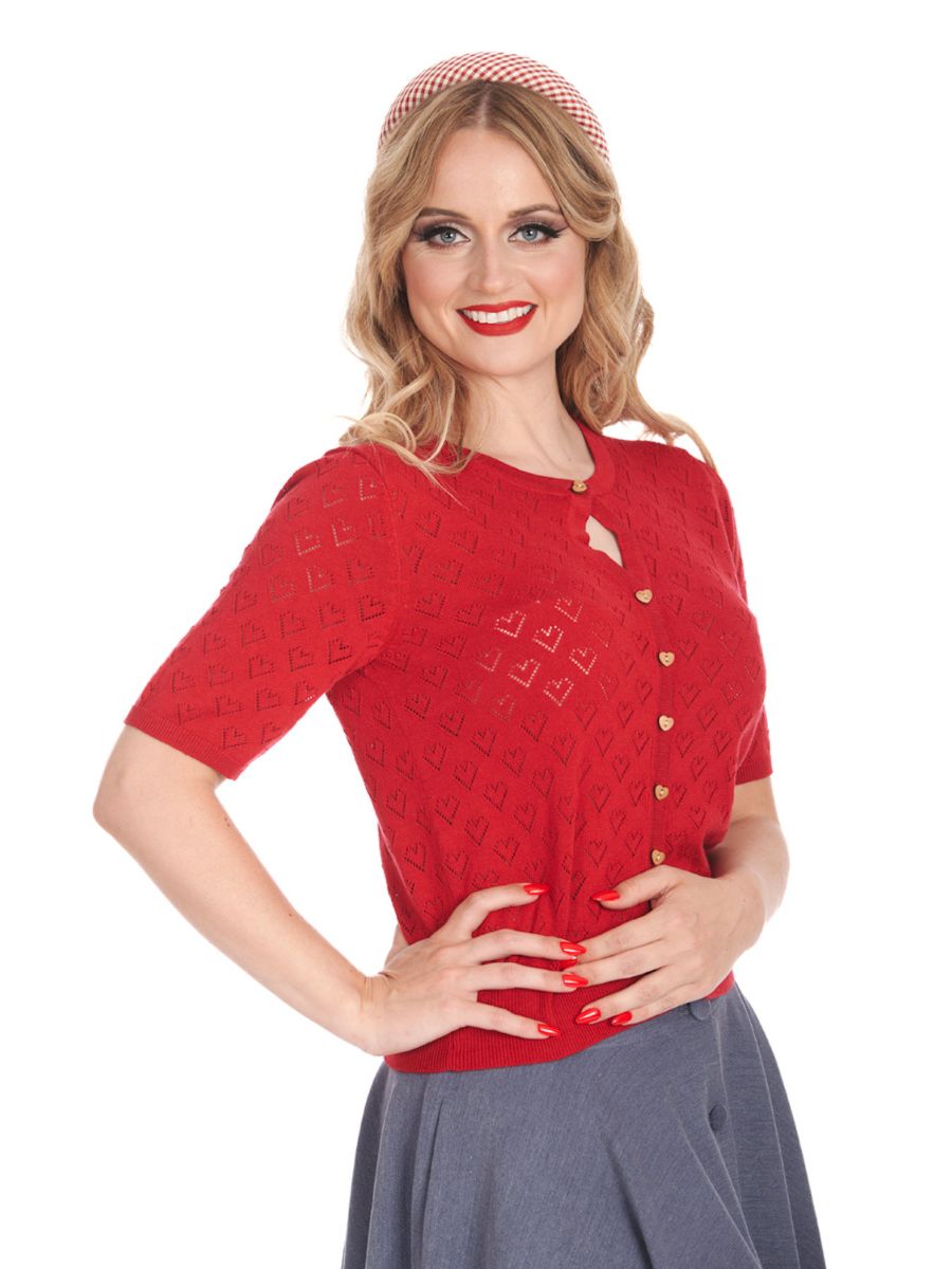 HEART BLOOMS CARDIGAN Red