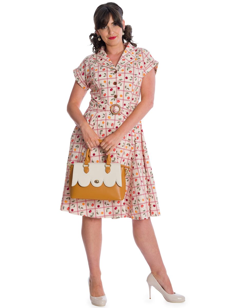 Banned Retro Country Cherry Jennie Jive Fit and Flare Collar Dress