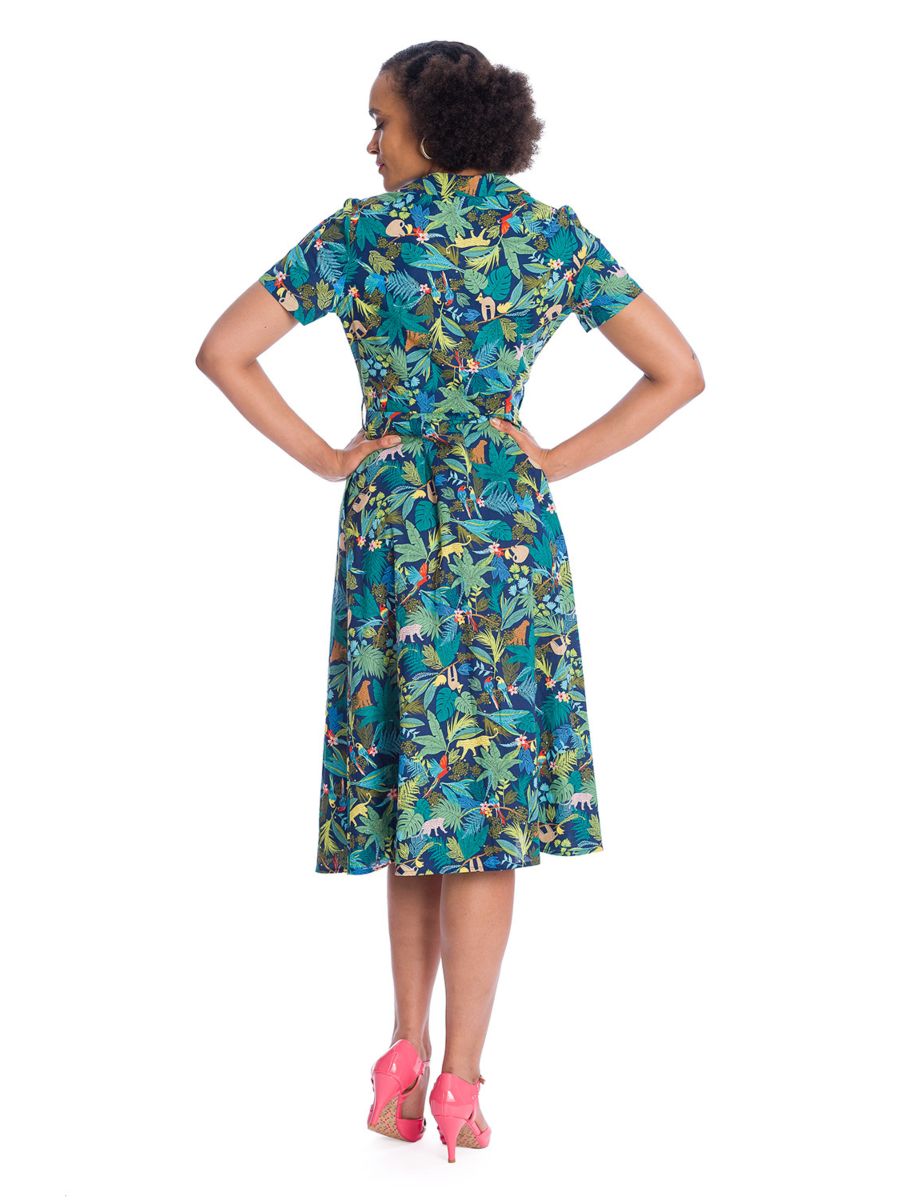 Banned Retro Kate Forest Collar Swing Dress Blue