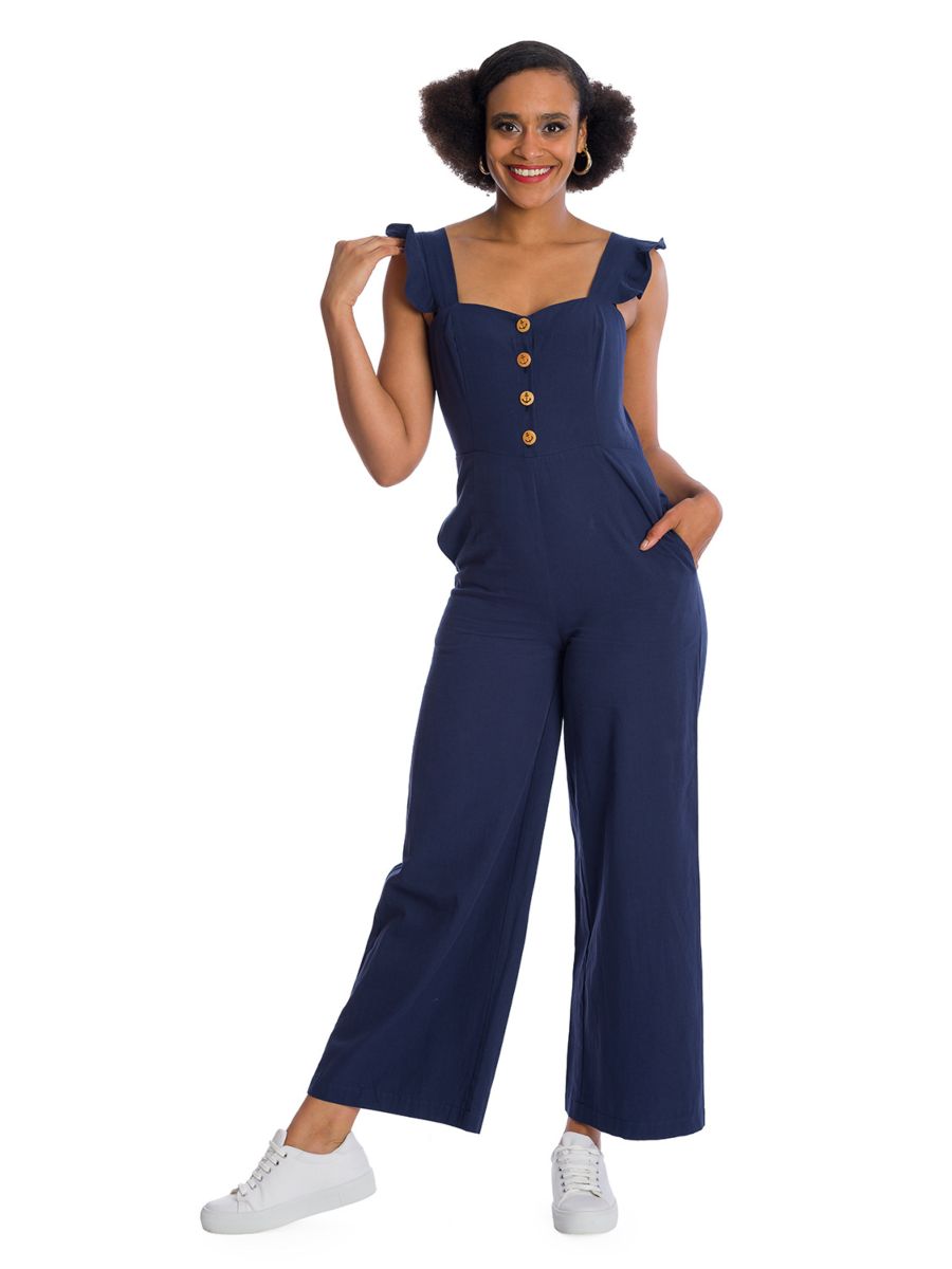 Banned Retro New Style Cute Culotte Navy Playsuit