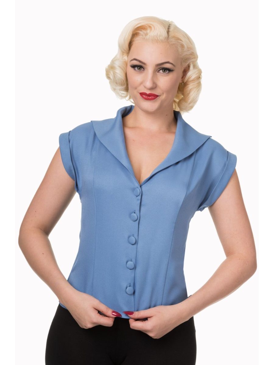 Banned Retro 1950's Dream Master Rita Shirt Blue