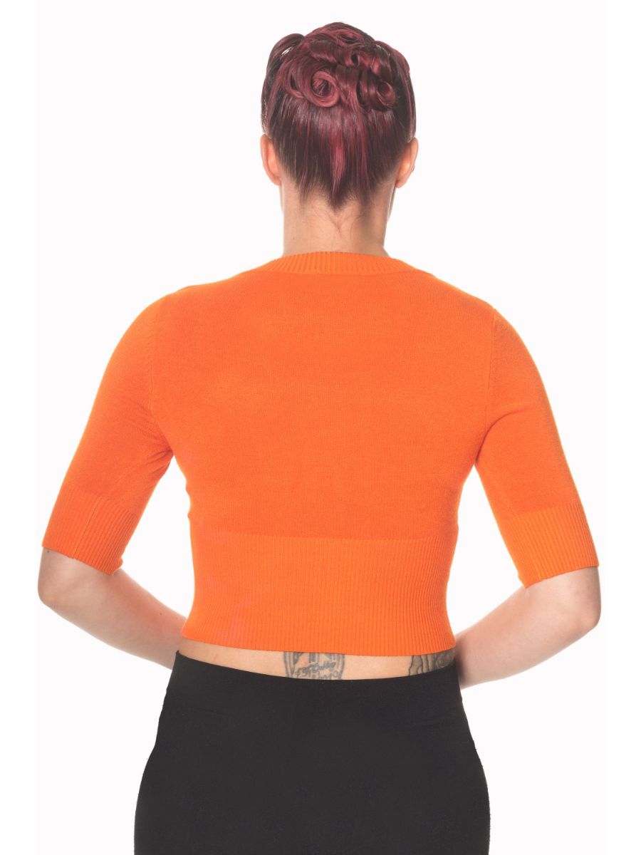 Banned Retro 1950's Overload V-Neck Cropped Vintage Cardigan Orange