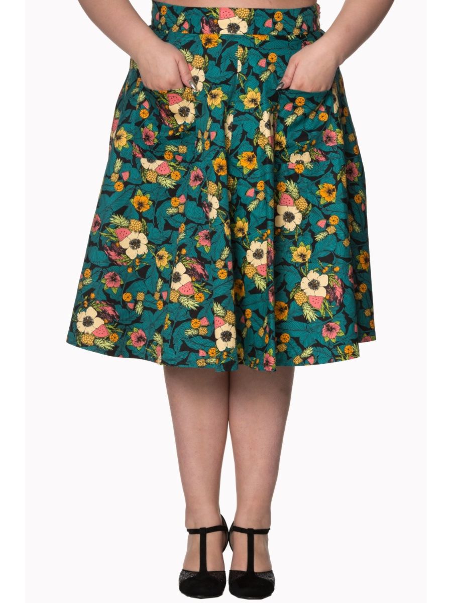 TROPICAL HOLIDAY FLORAL FLARE SKIRT
