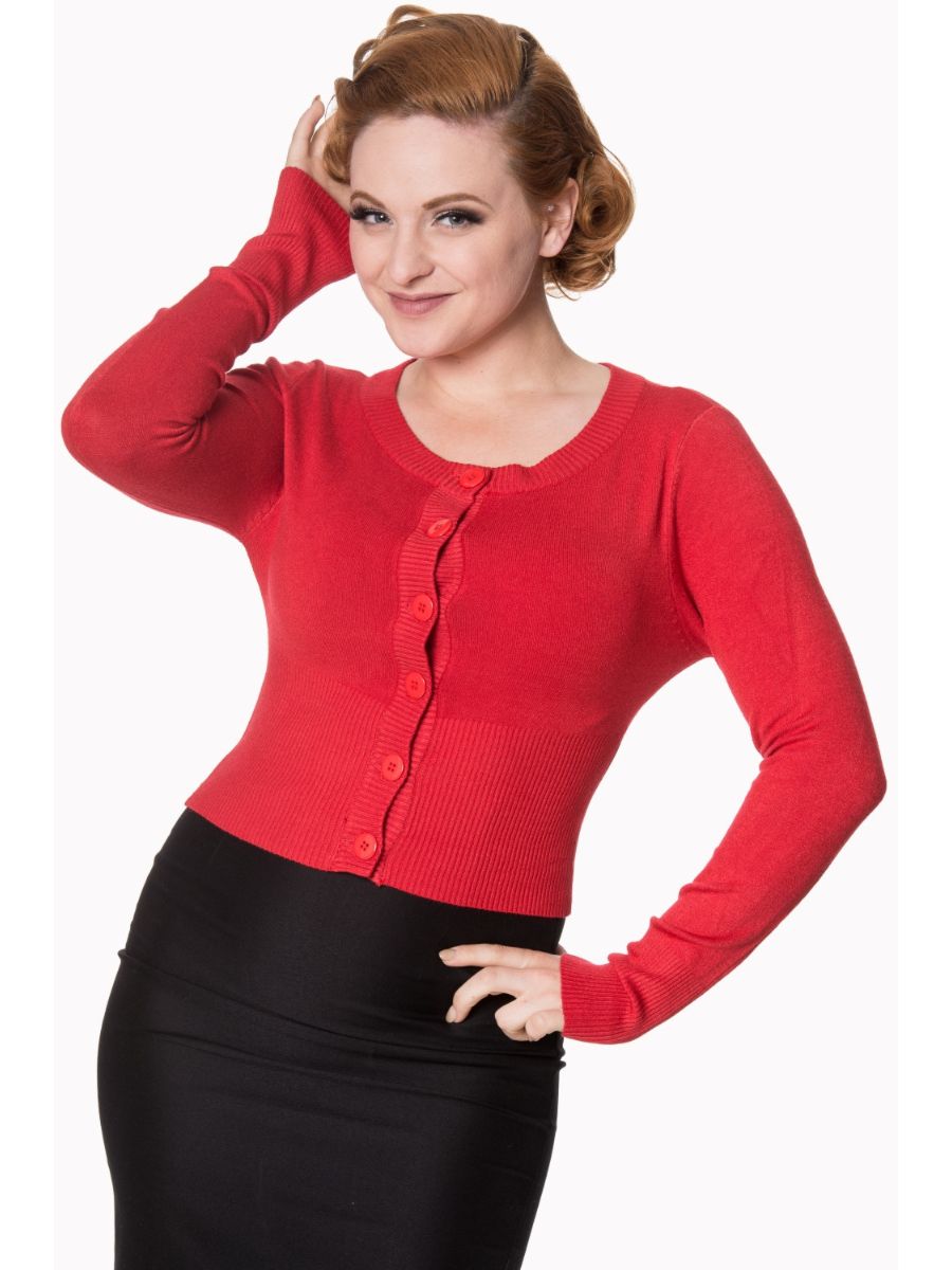 Banned Retro 1950's Dolly Vintage Cardigan Red