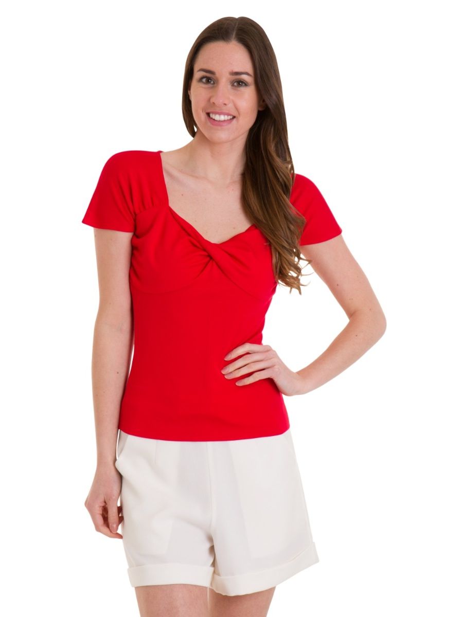 Banned Retro She Who Dares Vintage Twist Top Red