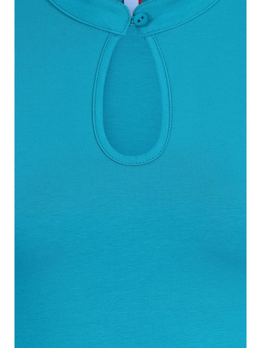 MANDARIN COLLAR TOP Turquoise