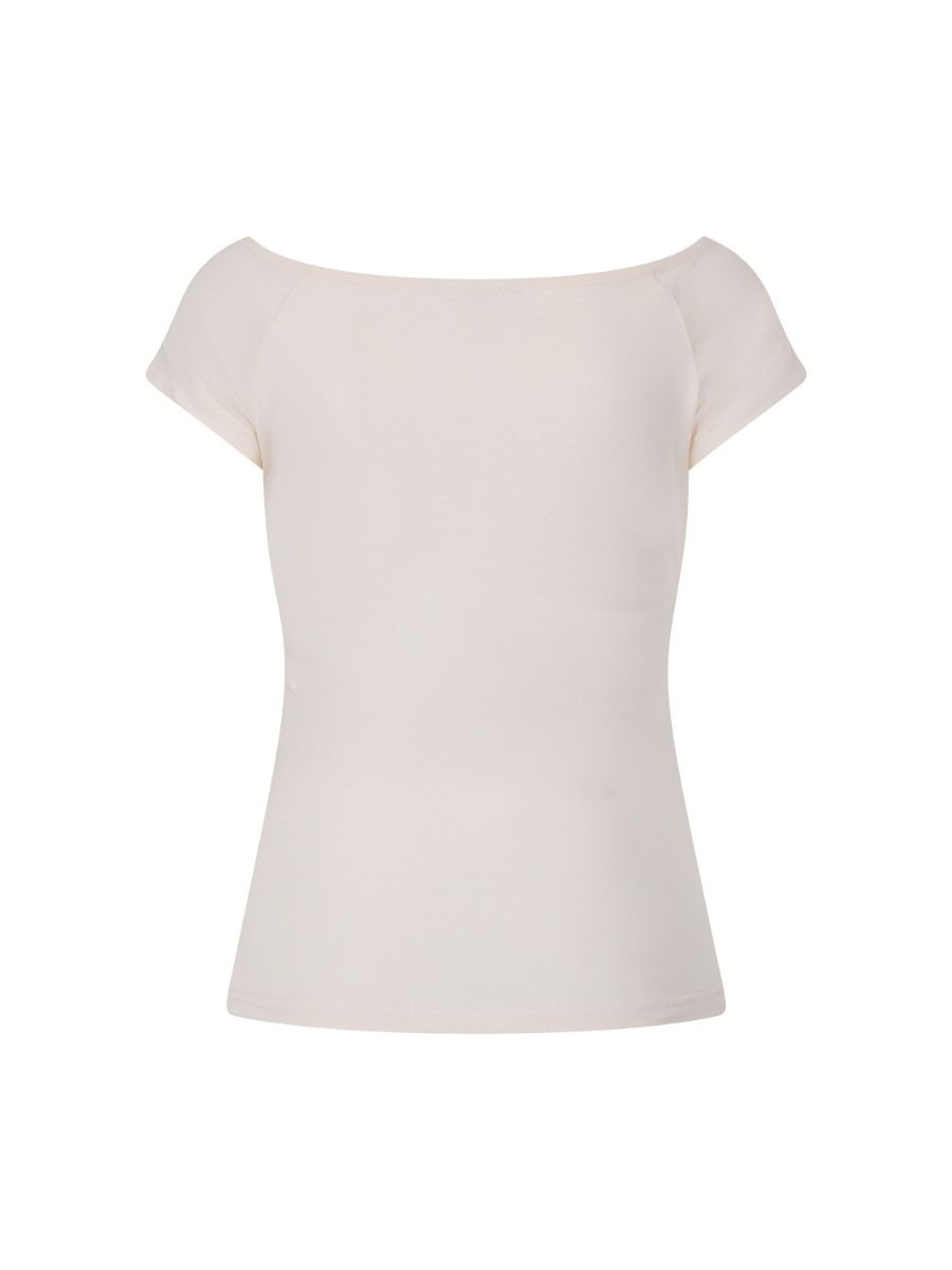 Banned Retro 1950's Bow Wow V-Neck Vintage Top Cream