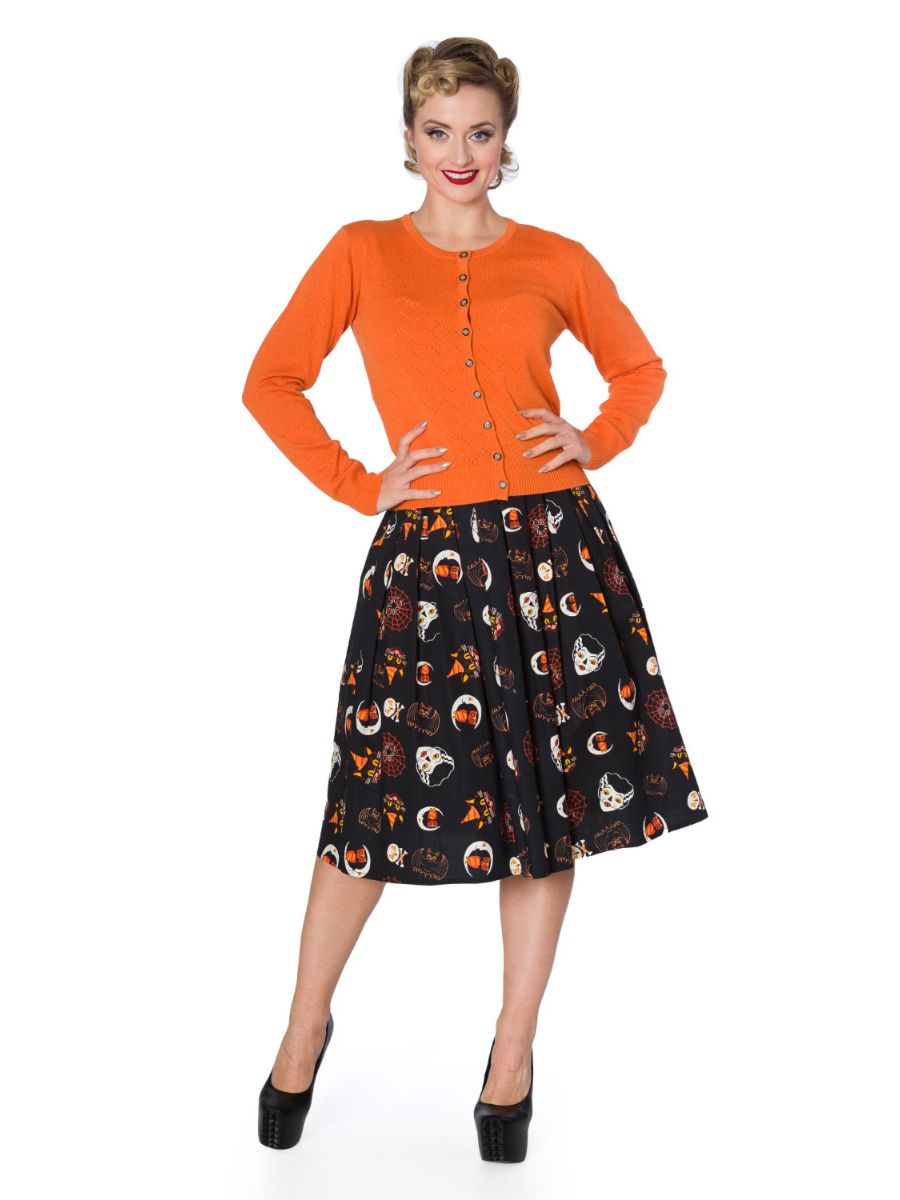 Banned Retro 1950's Pointelle Vintage Mara Knit Cardigan Orange