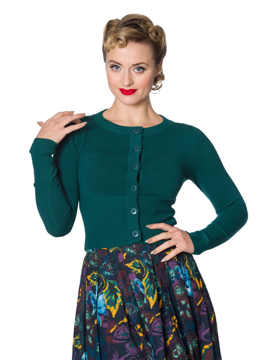 Banned Retro 1950's Dolly Vintage Cardigan Green