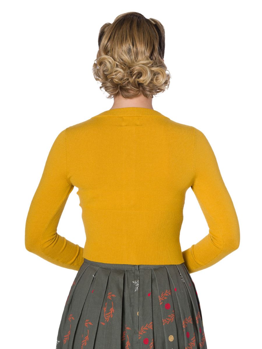 Banned Retro 1950's Dolly Vintage Cardigan Mustard Yellow