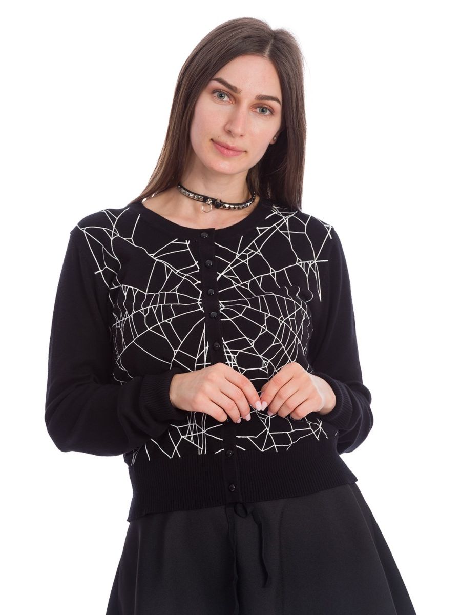 Banned Alternative Creepy Spider Web Cardigan Black