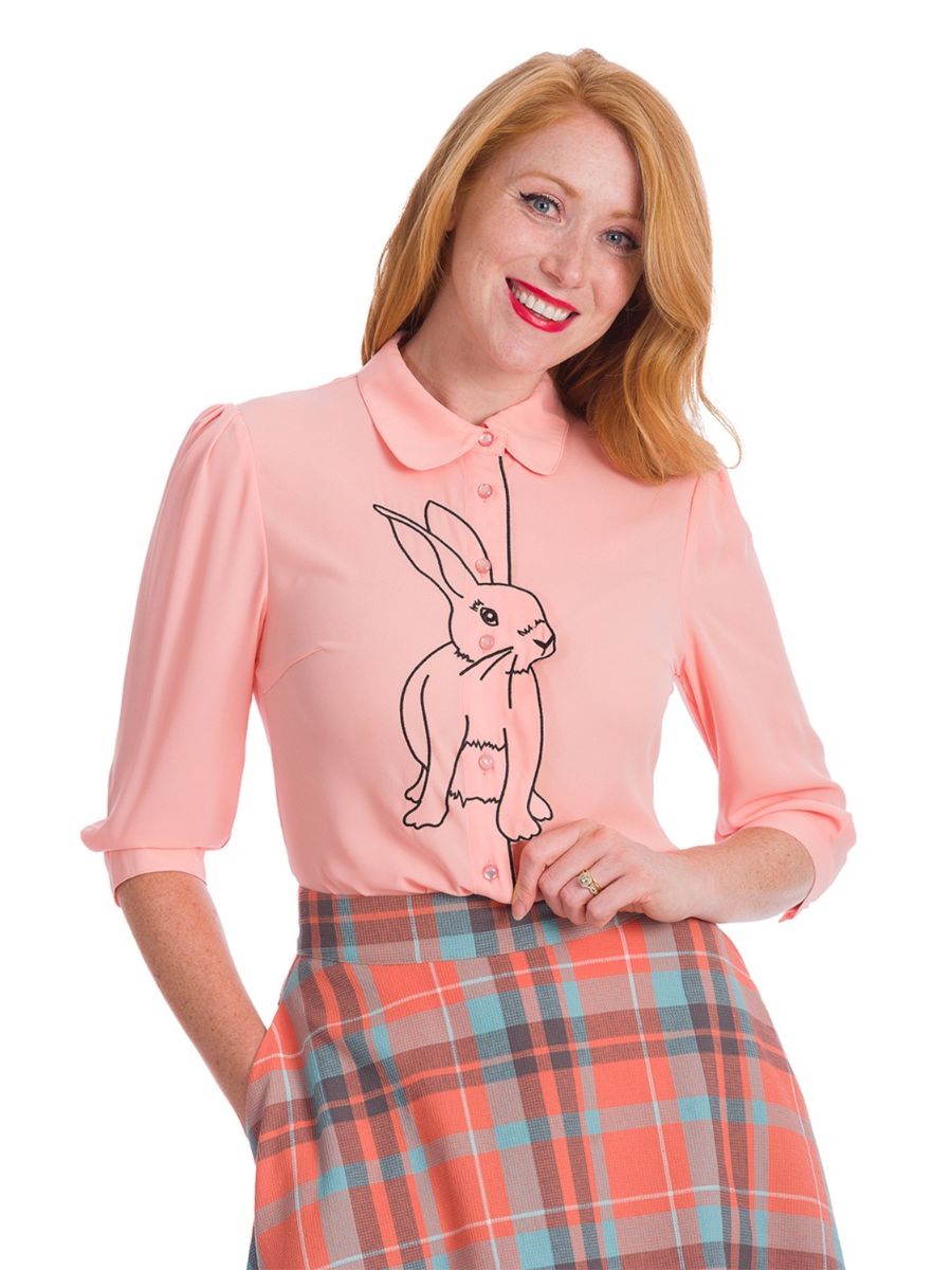 Banned Retro 1940's Bunny Hop Thelma Blouse Blush Pink