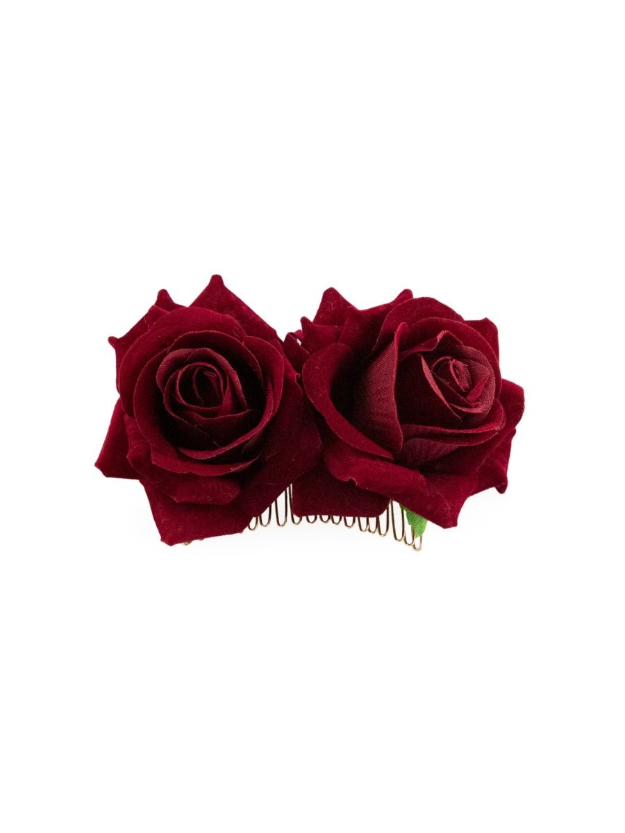 Banned Retro Be My Valentine Double Rose Vintage Hairpin Burgundy
