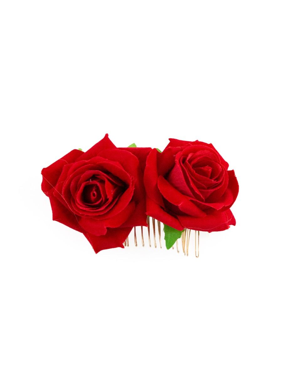 Banned Retro Be My Valentine Double Rose Vintage Hairpin Red