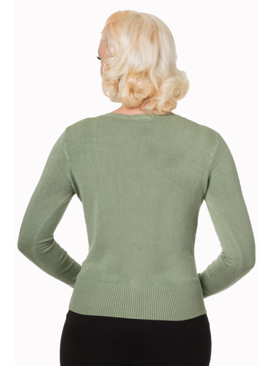 Banned Retro Getaway Long Sleeve Gina Vintage Cardigan Vintage Green