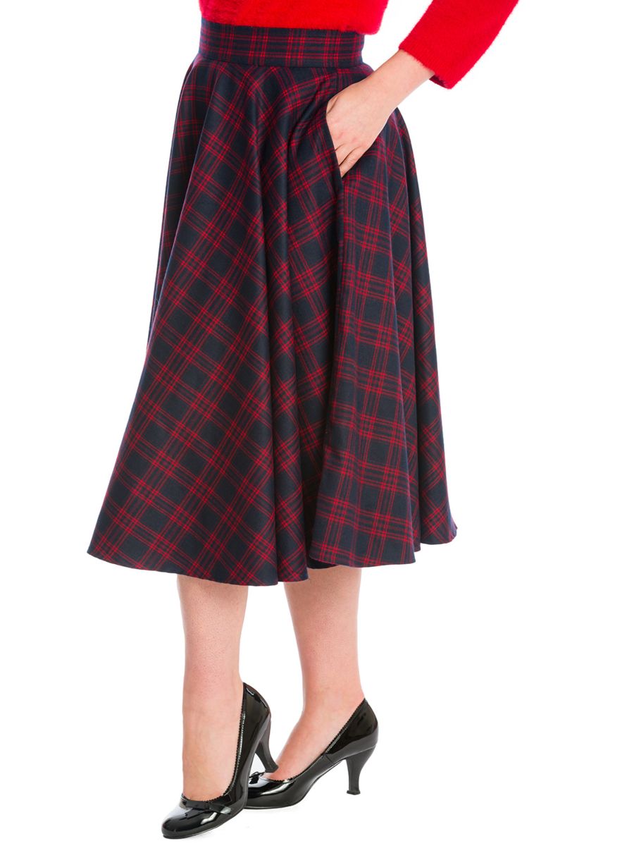 ADORE HER CHECK SKIRT-Red