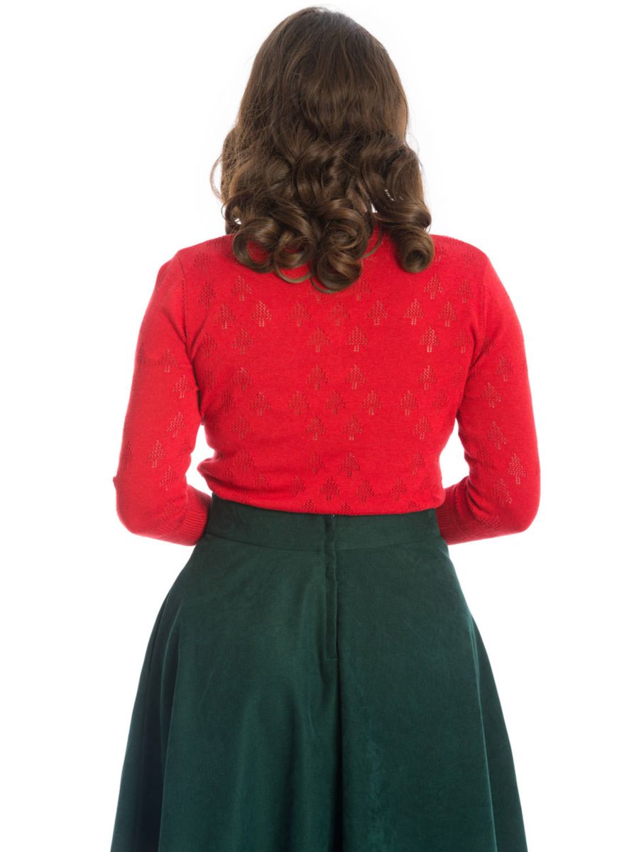 MERRY TREE KNIT TOP-Red