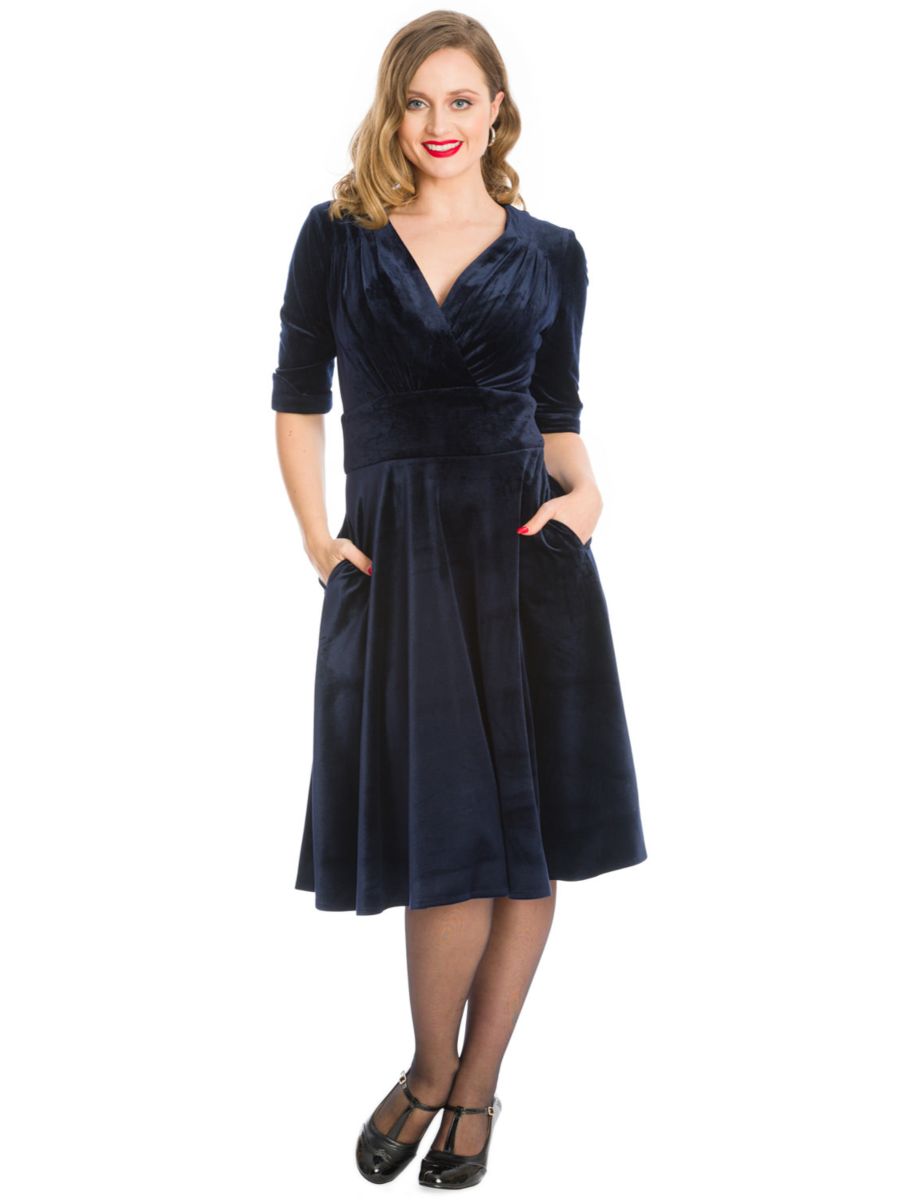 DATE NIGHT FIT & FLARE DRESS-Navy